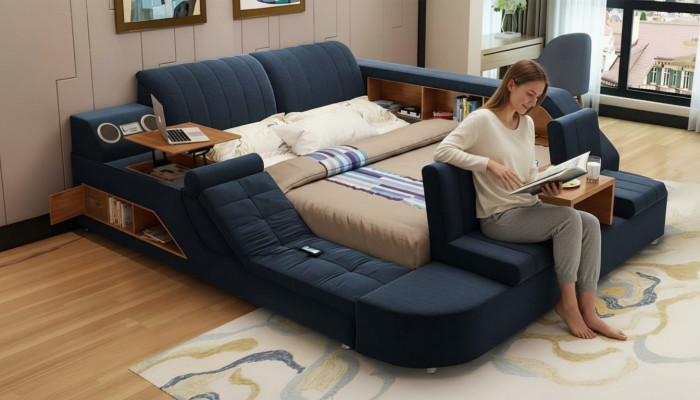 Cama multifuncional moderna con diseño cómodo