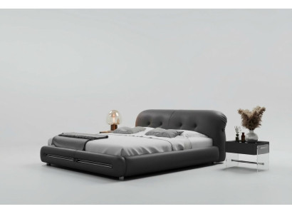 Cama moderna de diseño lujoso y cómodo tapizada