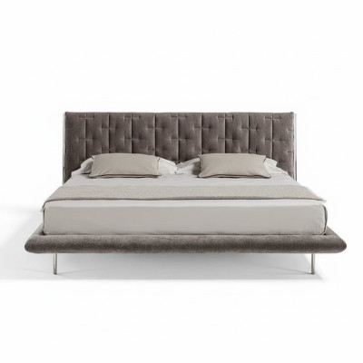 Cama de lujo moderna tapizada en gris