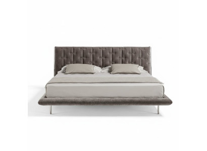 Cama de lujo moderna tapizada en gris