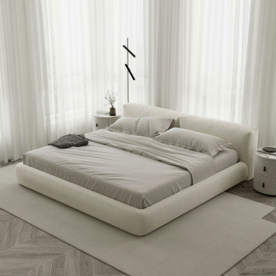 Cama tapizada elegante gris con diseño moderno cama de lujo
