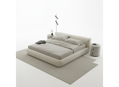 Cama tapizada elegante gris con diseño moderno cama de lujo