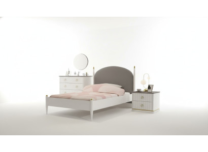 Weißes Kinderzimmer-Set aus Holz mit Bett, Schrank, Schreibtisch