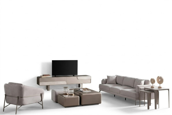Conjunto de muebles para la sala con tapizado moderno y elegante en beige