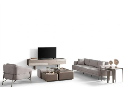 Conjunto de muebles para la sala con tapizado moderno y elegante en beige