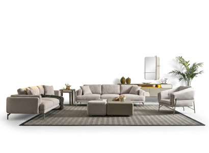 Sofá moderno con sofás beige y mesas de café