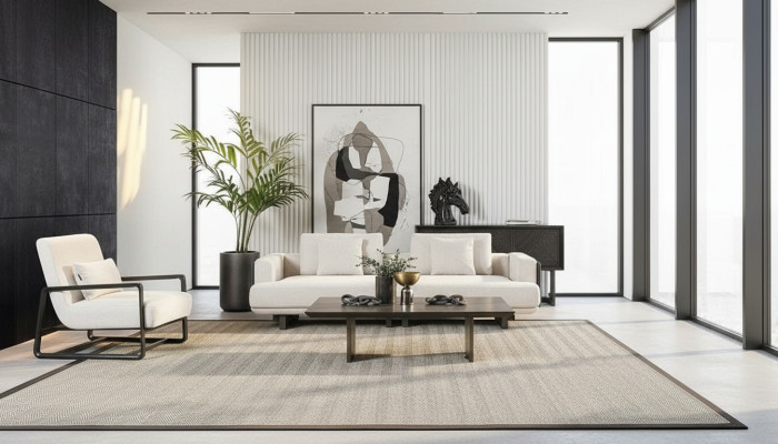 Sofá elegante de madera marrón con sofá de 3 plazas y sillón