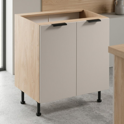 Mesa de cocina móvil debajo de la superficie de trabajo con dos puertas