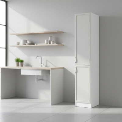 Armario de cocina blanco alto debajo de la superficie de trabajo