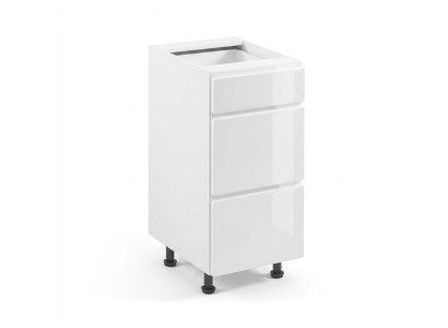 Mueble móvil con cajones debajo de la superficie de la mesa con 3 cajones brillantes