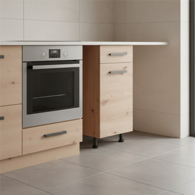 Mueble de cocina móvil debajo del fregadero con estantes y cajón