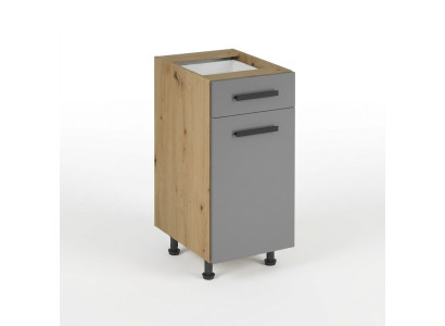 Mueble con cajones y estantes debajo de la mesa de cocina