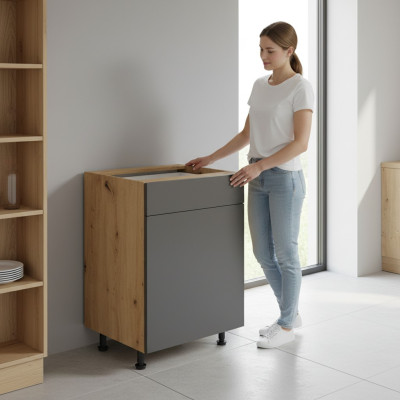 Mesa de cocina móvil con cajón y 2 estantes