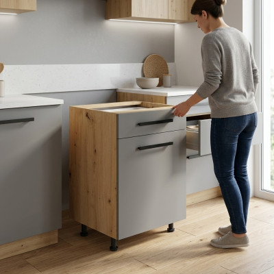 Cocina móvil con cajón y estantes interiores