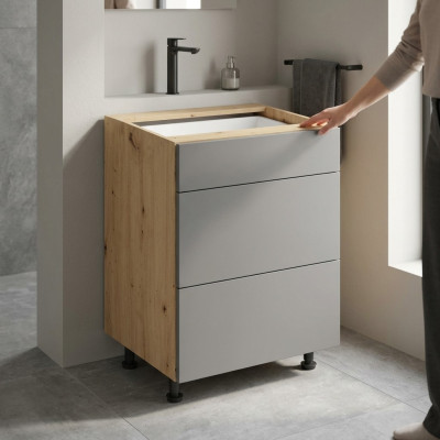 Mesa de cocina móvil con 3 cajones