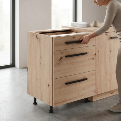 Armario móvil de madera con cajones
