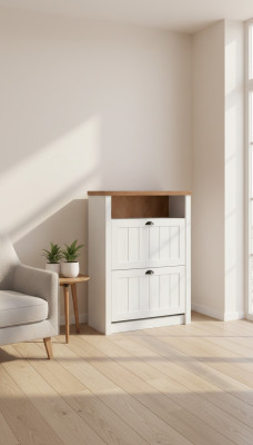 Armario de zapatos con puertas, armario de zapatos, mueble con doble tabique