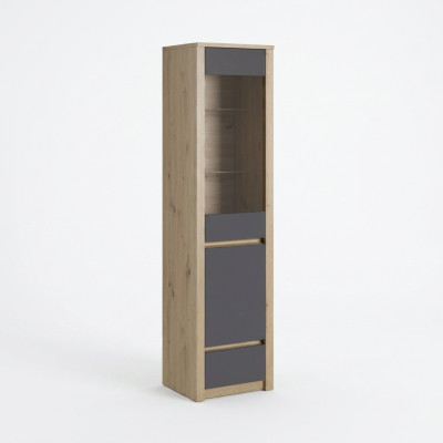 Vitrina de vidrio con puertas de vidrio, estantes de vidrio y cajón