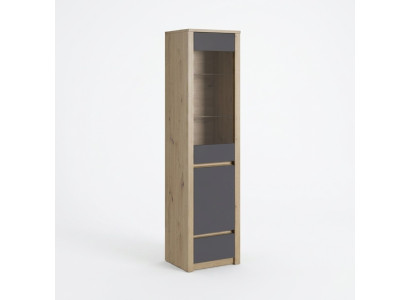 Vitrina de vidrio con puertas de vidrio, estantes de vidrio y cajón