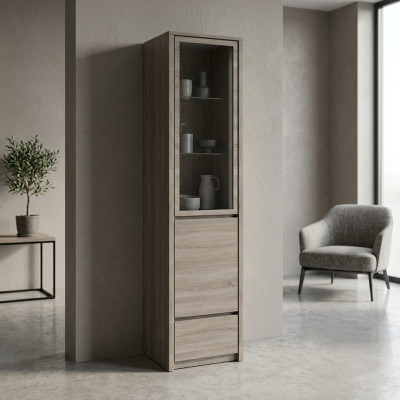 Elegante vitrina de madera gris moderna