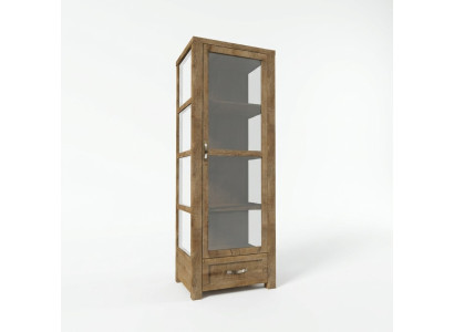 Elegante vitrina de madera beige, espacio de almacenamiento atemporal