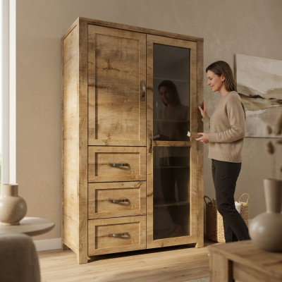 Elegante vitrina de madera marrón en estilo moderno