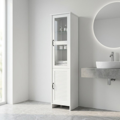 Moderno armario vitrina blanco de MDF y vidrio