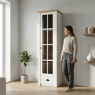 Elegante vitrina moderna en madera blanca