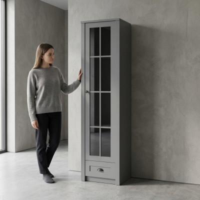 Vitrina de madera gris moderna y elegante