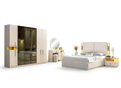 Conjunto moderno de dormitorio cama armario mesitas