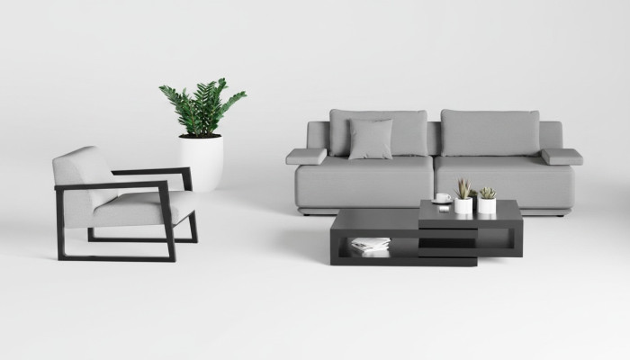 Sofá con sillón para la sala Elegance en detalles