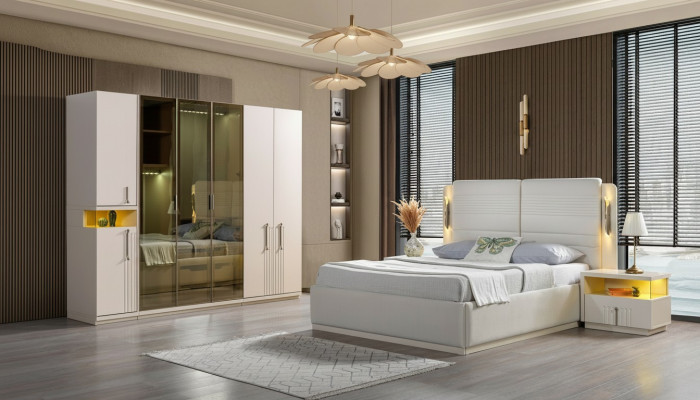 Juego de dormitorio completo cama armario mesitas 4 piezas