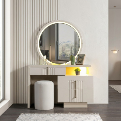 Mesa de maquillaje elegante con espejo
