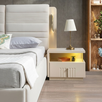 Mesa de noche moderna con iluminación para dormitorio