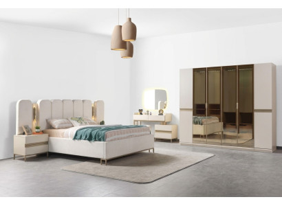 Conjunto de dormitorio completo de 6 piezas cama moderna armario mesitas de noche