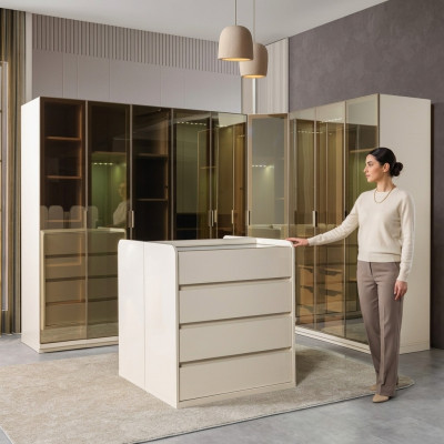 Armario de esquina moderno modular con óvalo para dormitorio