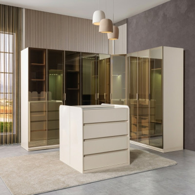 Armario de esquina moderno modular con óvalo para dormitorio
