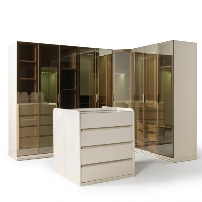 Armario de esquina moderno modular con óvalo para dormitorio