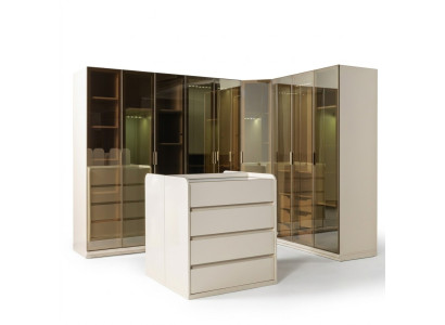 Armario de esquina moderno modular con óvalo para dormitorio