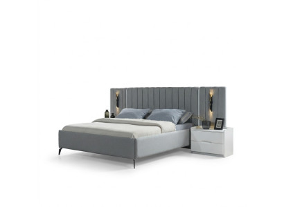 Conjunto de dormitorio con cama y 2 mesitas modernas