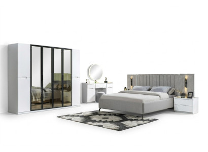 Conjunto de dormitorio completo de 4 piezas cama armario mesitas de noche madera 6 piezas