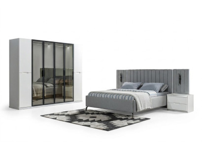 Conjunto de dormitorio completo de 4 piezas cama armario mesitas de noche madera