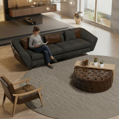 Conjunto de sofá moderno, sillón y mesa