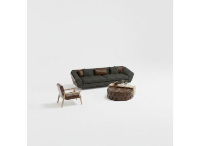 Conjunto de sofá moderno, sillón y mesa