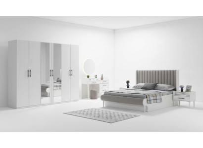 Habitación completa 6 piezas cama armario mesitas modernas