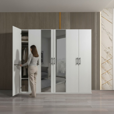 Moderno armario blanco de 254 cm mueble de almacenamiento