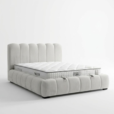 Cama textil moderna blanca con colchón de calidad