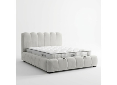 Cama textil moderna blanca con colchón de calidad
