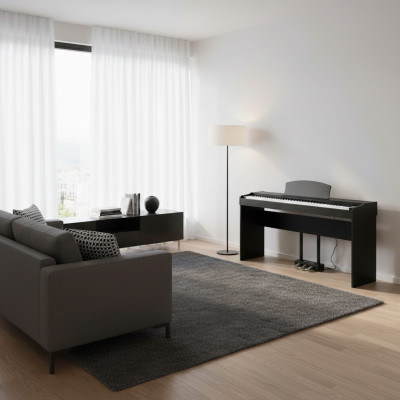 Piano digital elegante con sonido potente y funciones modernas