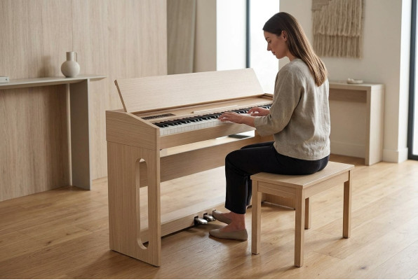 Piano digital para el hogar 130 cm marrón claro